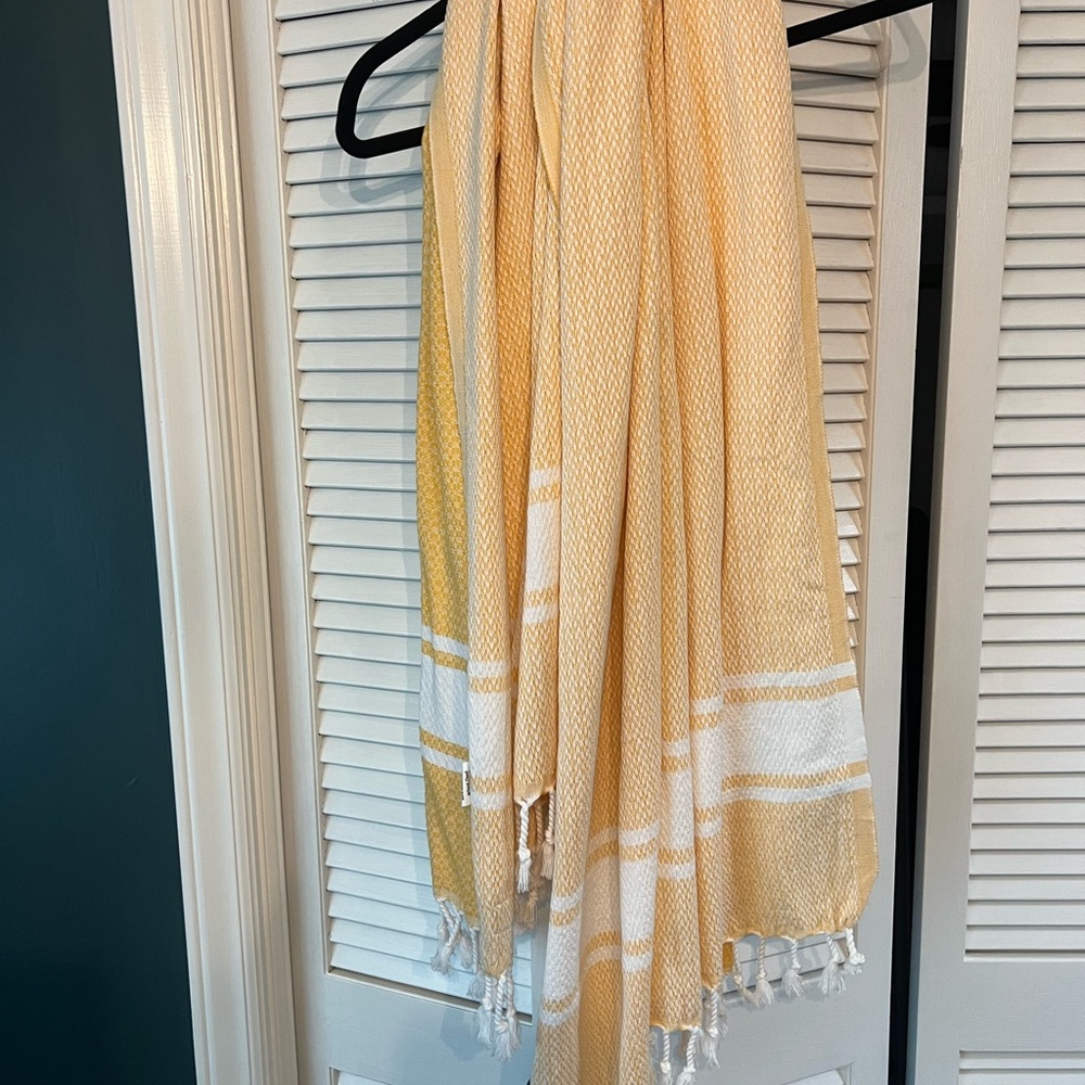 Yellow and White Striped Bath Towel